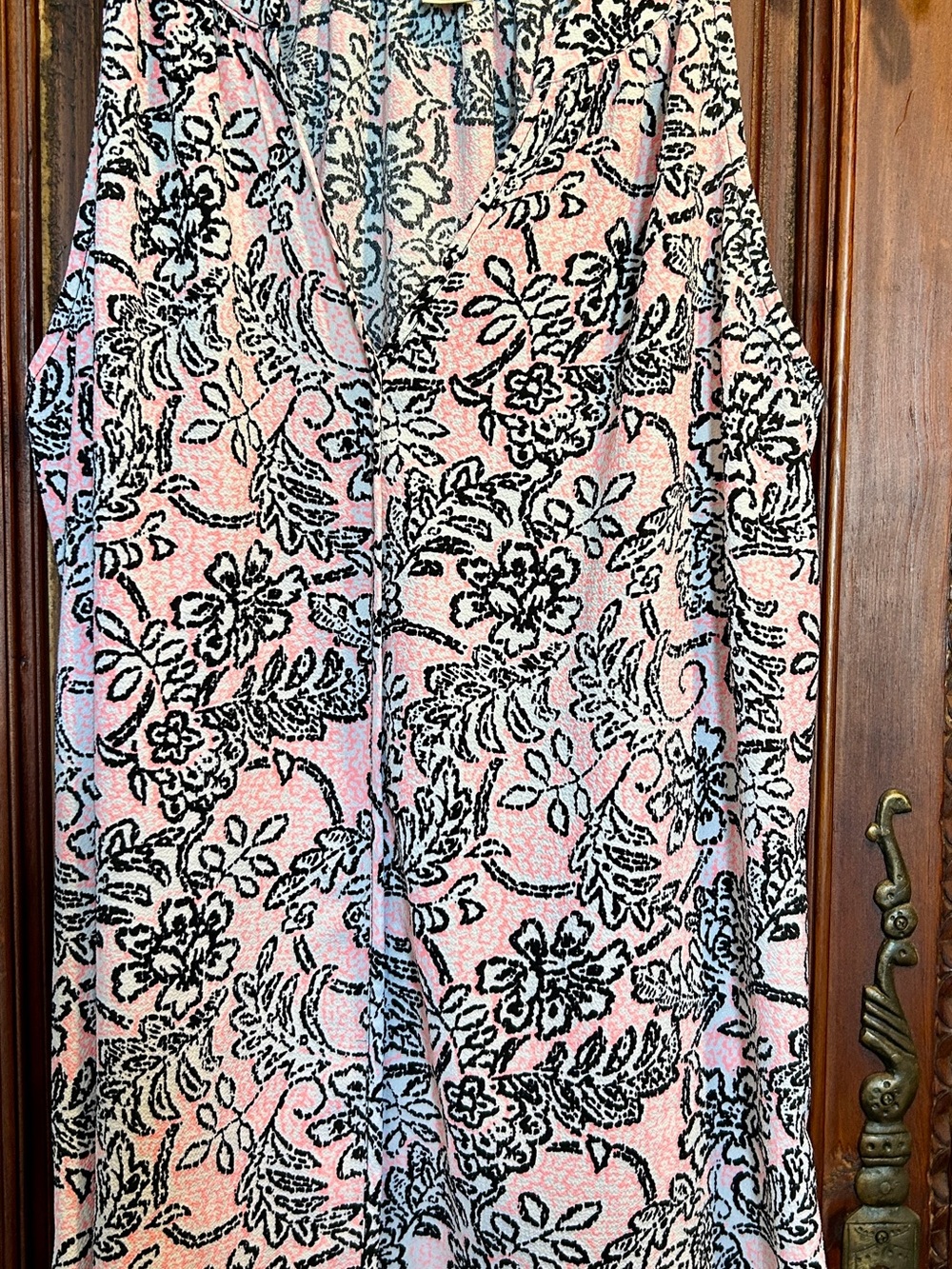 C & E Women’s Pink Floral Tank Top with Black Print